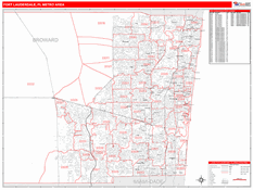 Fort Lauderdale Metro Area Digital Map Red Line Style